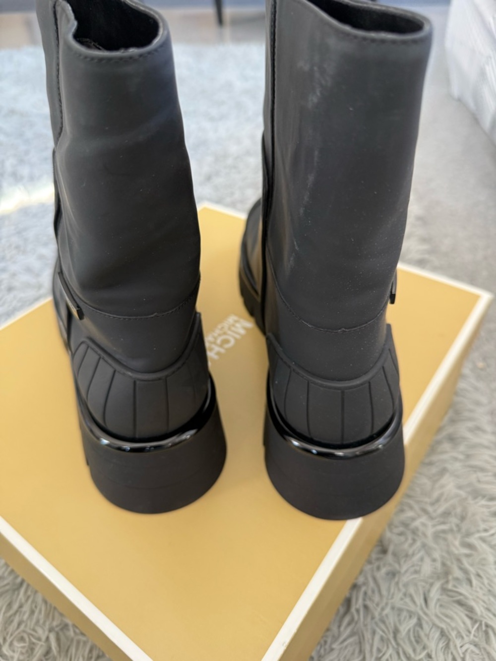 Michael Kors Black Chunky Lug Mid-Calf Rain Boots - Picture 5 of 6